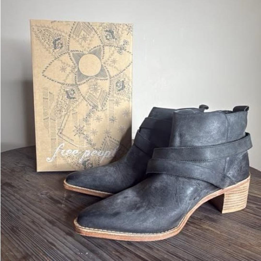 Free People Black Ankle Booties with Sleek Design